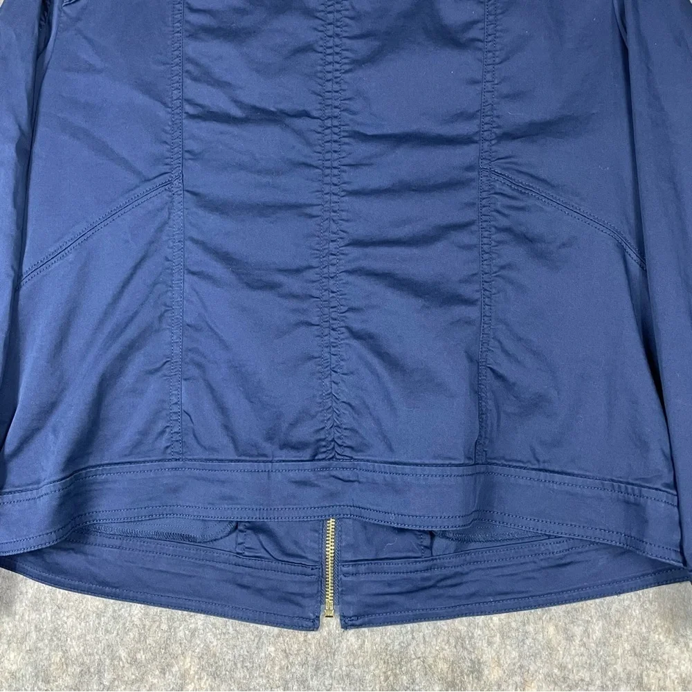 Chicos Navy Blue Nautical Stylish Lightweight Utility Zip Up Jacket - Sz 12/L